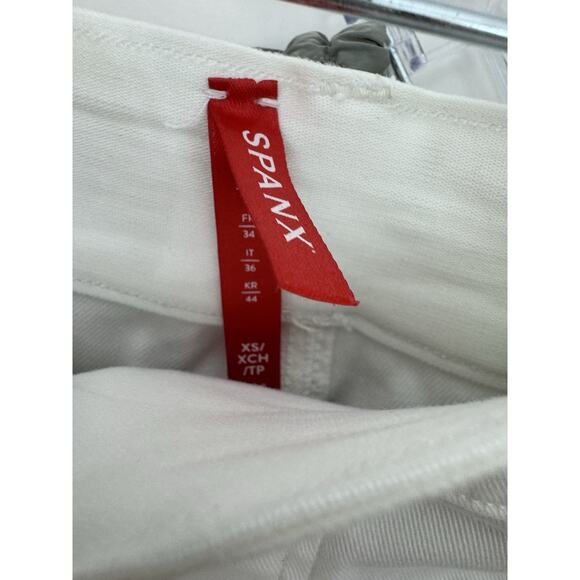 Spanx Women's Size XS Stretch Twill Cropped Wide Leg Pants White 20312 - Picture 3 of 6